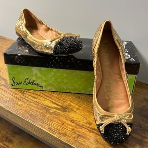 Sam Edelman gold sequined ballet flats, size 7 1/2